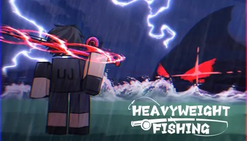 Heavyweight Fishing stormy ocean and giant catch artwork